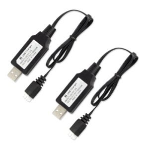 Hosim 2 Pack USB Charger Cable for Top RC Lipo Batteries 7.4V 1A 2S with XH 3P Connector