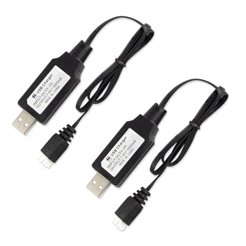 Hosim 2 Pack USB Charger Cable for Top RC Lipo Batteries 7.4V 1A 2S with XH 3P Connector