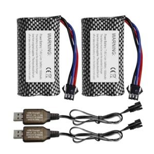 Sea Jump 2PCS 1500mAh SM 3P Plug Lithium Battery with USB Charging Cable Compatible with LEGO Technic RC Caterpillar 797F Dump Truck and Other RC Vehicles