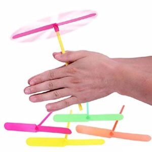 Dzrige 20Pcs Plastic Bamboo Dragonfly 2005 RC Helicopter Toy Hand Rub Propeller for Kids Outdoor Fun Random Color