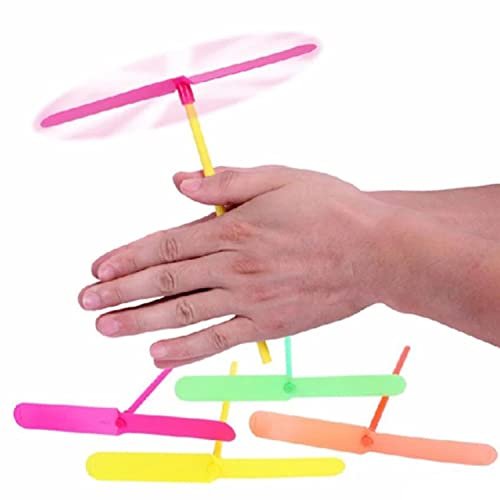 Dzrige 20Pcs Plastic Bamboo Dragonfly 2005 RC Helicopter Toy Hand Rub Propeller for Kids Outdoor Fun Random Color
