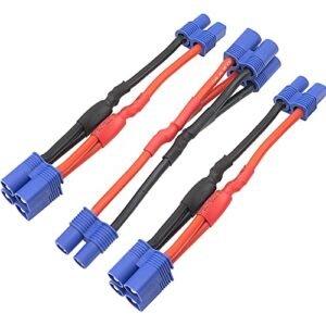 HIRCQOO 3Pcs EC3 Plug 14AWG Soft Silicone Y Splitter Harness Cable Adapter for Uproar 18V RC Truck Boat Quadcopter Airplanes Lipo Battery