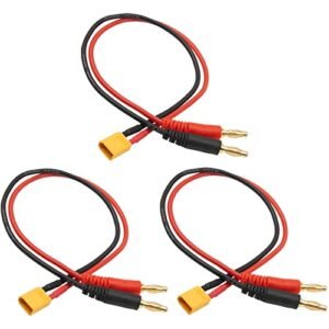 HIRCQOO 3Pcs RC Banana Plugs 4mm Bullet Connector to XT30 Plug Adapter 16AWG 30CM Charging Cable for RC Helicopter Quadcopter LiPo Batteries Vehicle Adapter Lead