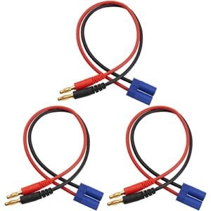 HIRCQOO 3Pcs RC Banana Plugs 4mm Bullet Connector to EC5 Plug Adapter 14AWG 30CM (11.8inch) Charging Cable for RC Helicopter Quadcopter LiPo Batteries Vehicle Adapter Lead