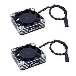 KingVal 2PCS 40x40mm Aluminum Cooling Fan 16000RPM for RC Rally Car 1/8 Brushless Motor Silver