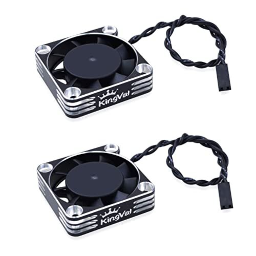 KingVal 2PCS 40x40mm Aluminum Cooling Fan 16000RPM for RC Rally Car 1/8 Brushless Motor Silver