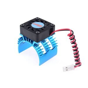 Surpass Aluminum RC Truck Bodies Motor Heat Sink with 5 8.45V Cooling Fan for 1/10 Scale 540 550 3650 Size Motors Black Blue