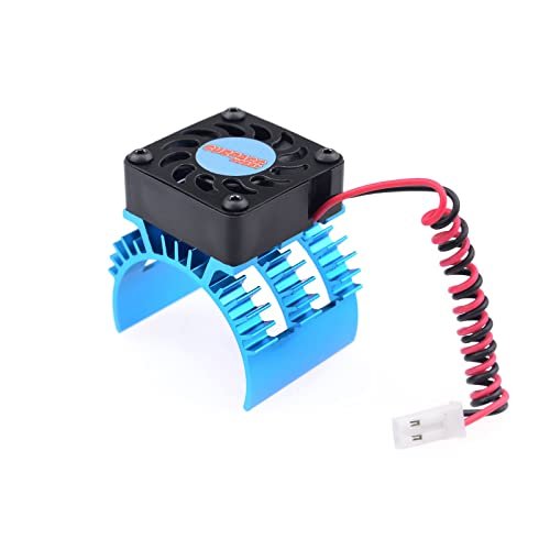 Surpass Aluminum RC Truck Bodies Motor Heat Sink with 5 8.45V Cooling Fan for 1/10 Scale 540 550 3650 Size Motors Black Blue