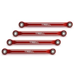TREAL FCX24 RC Lowrider Chassis Lower Links Set 4pcs Aluminum 7075 for FMS FCX24 1/24 Scale Red
