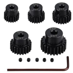 48P Hardened Steel RC Codes Shindo Upgrade Pinion Gear Set 19T 20T 21T 22T 23T for 3.175mm 1/8 Inch RC Motor Shaft Compatible with Steel Spur Gear Set of 5