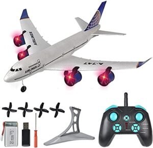 DBXMFZW 747 RC Plane Crash Resistant Remote Control Electric Plane Toy A380 Four Motor RC Airplane for Beginners Kids Xmas Gifts