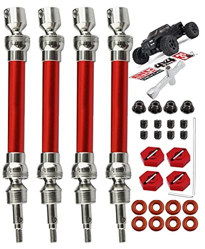RCMYou RC Rock Bouncer Axles Drive Shaft CVD for 1/10 Arrma Big Rock V3 3S BLX 4x4 4WD 4Pcs Upgrades Parts Front Rear Driveshafts Model ARA4312V3 Red
