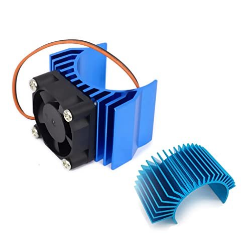 AXIAL 1/8 RC Truck Tires Compatible Aluminum Motor Heatsink with 6V Cooling Fan for 540 550 3650 Size Brushless Motors Navy Blue
