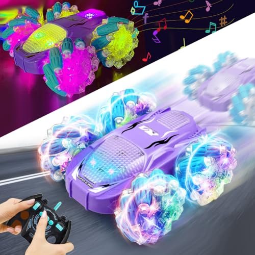 YI YANG AII 1/10 Scale RC Cars Stunt Remote Control Vehicle with LED Lights and 360° Rotation for Kids