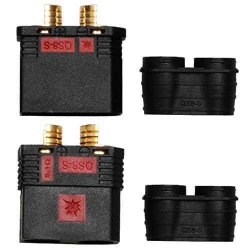 HTLNUZD Heavy Duty Battery Connector QS8 S High Current Male Female Gold Plating Plug AntiSpark for RC Car Agriculture Drone 1 Pair Black