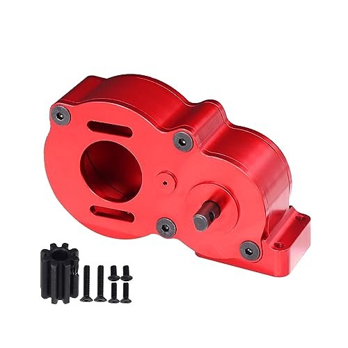 Axial SCX10 CNC Gearbox Middle Transmission Box with Motor Gear for Fastest Electric RC Car Out of the Box LCG Chassis Low Center of Gravity Frame Parts Red