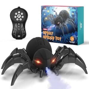 DEERC Black Widow RC Car Remote Control Spider Toy with Spray Mist and LED Lights for Kids Halloween Xmas Birthday Party
