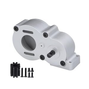 Axial SCX10 CNC Gearbox Middle Transmission Box with Motor Gear for LCG Chassis Fastest RC Truck Out of the Box Silver