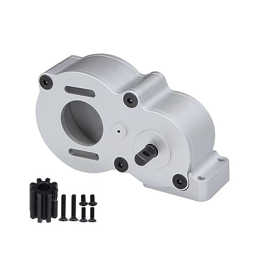 Axial SCX10 CNC Gearbox Middle Transmission Box with Motor Gear for LCG Chassis Fastest RC Truck Out of the Box Silver