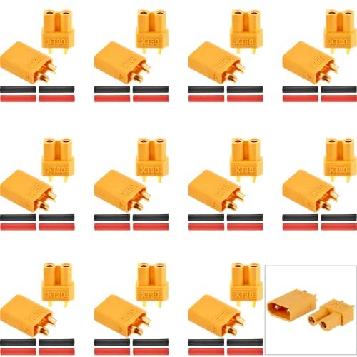 Frienda 30 Pairs XT30 Connectors Male and Female Plugs with RC Fuel Tubing for Enhanced RC Battery Performance