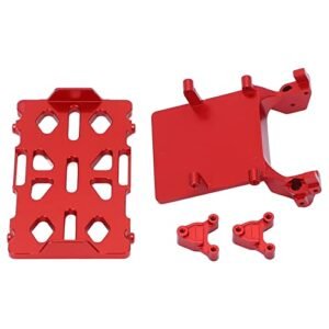 SCX24 1/24 RC Car Truck Aluminum Alloy Battery Tray Kit with ESC Bracket Rear Shock Tower Red