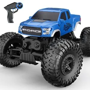 DOUBLE E Ford Raptor F150 RC Truck 4WD Monster Remote Control Car 11 Inches Off Road Crawler Vehicle Toy for Boys Girls Ages 6 7 8 12 Years Blue