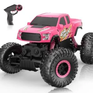 Double E Raptor F150 RC Monster Truck 4WD 2 Motors 11 Inches Off Road Crawler Vehicle Toy with Rechargeable Battery for Kids 6 to 12 Years Pink