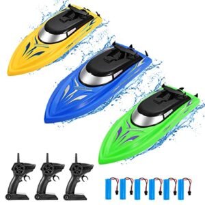 Zippkits RC Boats 3 Pack Remote Control Boats for Pools and Lakes Durable 2.4 GHz RC Boats for Kids and Adults with 6 Rechargeable Batteries