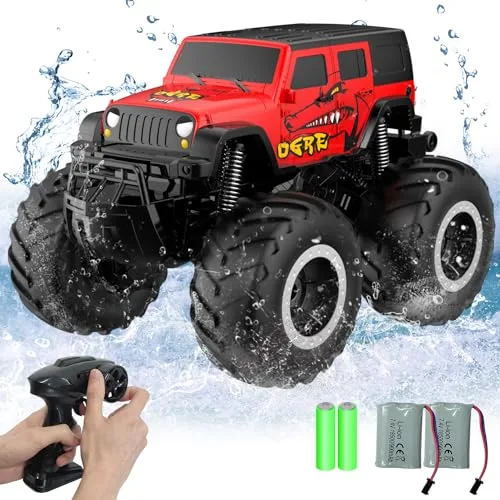 STEMTRON Amphibious RC Monster Truck 2.4 GHz 1:16 Scale All Terrain Waterproof Remote Control Car for Kids