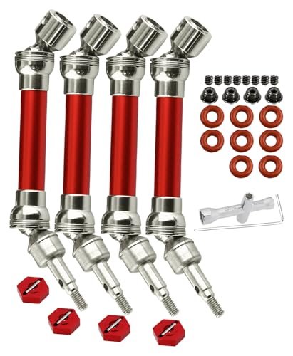 Rcarmumb CVD Drive Shaft Axles Upgrade Kit for 1/10 Granite Senton 3s Blx Mega550 Vortek 3s Blx Big Rock v2 4Pcs Front Rear Harden Steel 45 Driveshaft Parts ARAC4041 Red