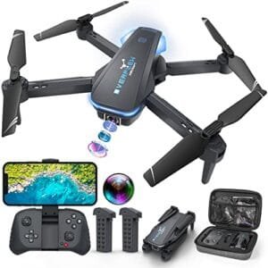 SkyHigh Foldable RC Quadcopter Drone with 1080P HD Camera Voice Control Gesture Selfie and 2 Batteries for Beginners and Adults