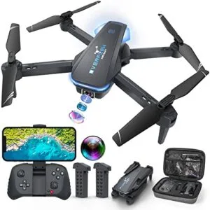 SkyHigh Foldable RC Quadcopter Drone with 1080P HD Camera Voice Control Gesture Selfie and 2 Batteries for Beginners and Adults