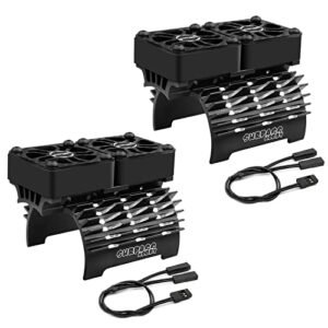 ARRAROWN 2 Pack Twin RC Motor Cooling Fans with Metal Heatsink for 40 42mm Motors Perfect for Hobby RC Truck 1 8 1 7 Scale Models