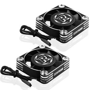 2Pack 16000RPM RC Motor Cooling Fan 40mm Aluminum for 1 8 RC Car Truck Silver Black