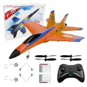 Eayaele Jet Tiger RC Plane F A 18 Hornet Strike Fighter 2 Channel Remote Control Foam Glider for Kids Beginners Orange