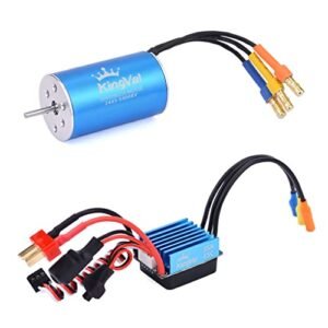 KingVal Replacement 2445 5400KV Sensorless Brushless Motor with 35A ESC Combo for Demolition Derby RC Car Body 1/16 Scale