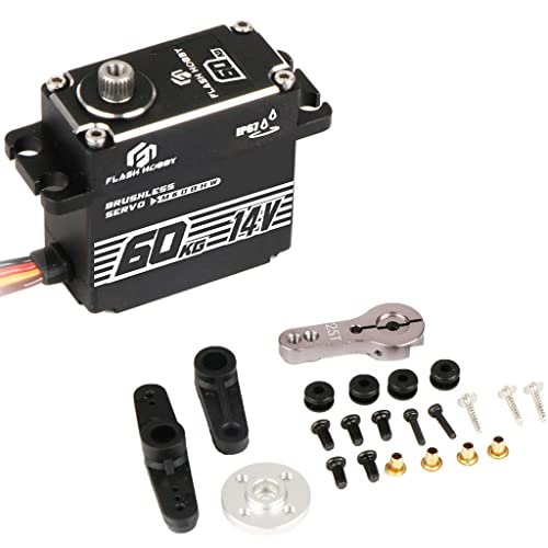 FLASH HOBBY 60KG 14V 180 Degree Waterproof Digital Brushless Servo High Torque Metal Gear for HPR 223 RC Boat and Other Models