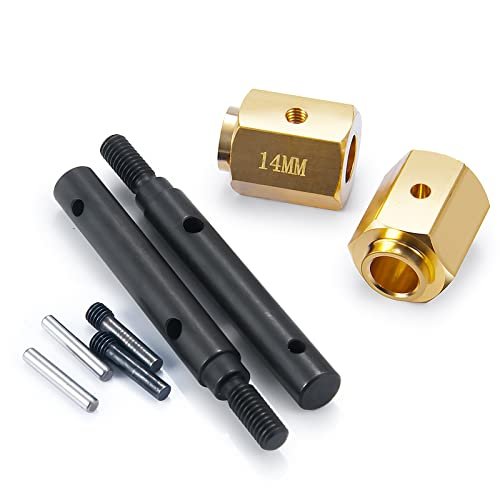 MORLORDY RC Portal Drive Stub Axle 14mm Hex Adaptor Set Compatible with 1/10 Scale RC Crawler Car TRX4 Upgrades for RC 14mm Hex Wheels