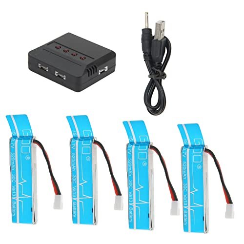 RiToEasysports 4Pcs 3.7V 520Mah Lipo Battery for Wltoys V977 Xk K110 Xk K110S RC Helicopter
