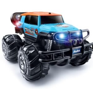 Ruko 1601AMP Large 4x4 RC Truck 1:10 Scale Waterproof Amphibious Monster Truck with 2 Rechargeable Batteries and LED Headlights