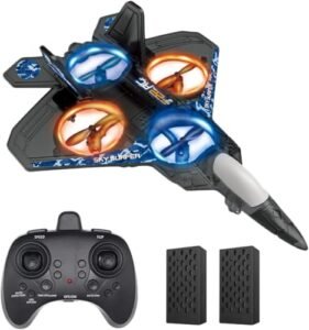 Aliqwery Smallest RC Jet Plane for Kids EPP Foam F 22 Raptor Fighter Drone with 2 Batteries Ready to Fly