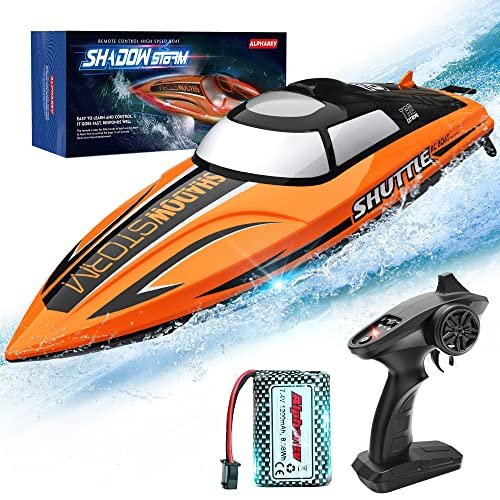 ALPHAREV R208 20+ MPH Fast Remote Control Boat for Pools and Lakes, for Adults and Kids,2.4GHz RC Boat with Rechargeable Battery