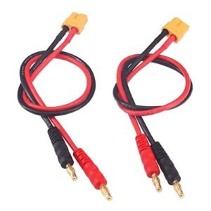 OliYin 2pcs Female XT60 to 4.0 Banana Plug RC Battery Charge Cable 14awg Silicone Wire 30cm 11.8inch for 1 4 rc semi trucks