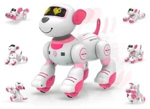 STEMTRON Cat Bulldozer RC Programmable Interactive Robot Toy for Kids with Touch Sensing LED Eyes Dance Music