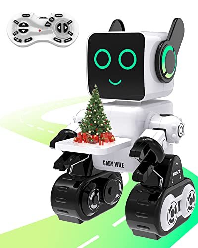 OKK Smallest RC Robot Toy Programmable Remote Control Interactive with LED Tray for Kids
