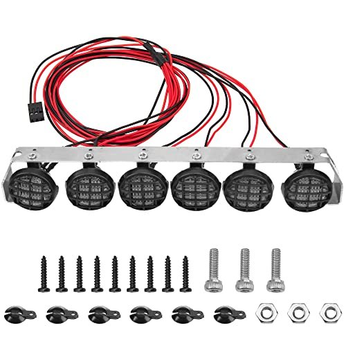 HIRCQOO RC Truck Body Shells 1/10 Scale Roof Lights Body Shell Light Bar Kit with 6LED for Traxxas TRX4 Axial SCX10 RC Crawler Trucks