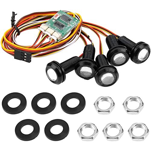 ShareGoo 5Led RC Light Kit Bumper Light Headlight 18mm with 10 Modes for Flywheel RC Car Traxxas Slash 2WD 4x4 1/10 Scale