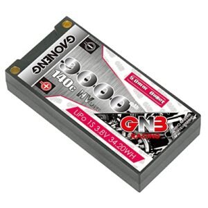 GAONENG GNB 9000mAh 1S HV 3.8V 140C 5.0mm Bullet Hard Case for RC LiPo Battery 1:10 1:12 Scale RC Race Car Yokomo Drift Car Hobbypower Drifting Car LiHV