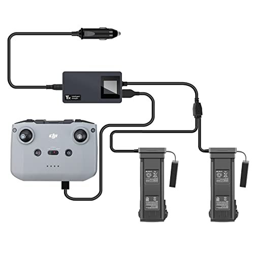 Hanatora LCD Battery Car Charger Solve Why Does My RC Car Battery Die So Fast for DJI Mavic 3 Classic Pro Cine Enterprise Drone 12V Charge with 1xUSB and 2xBattery Rapid Charging Hub