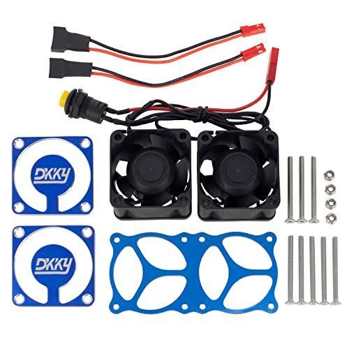 DKKY RC Motor Cooling Fan Heatsink 2Pcs DIY Kit for TRX4 ARRMA Axial 1/10 1/8 1/5 RC Drift Car Kit Upgrade Parts Blue